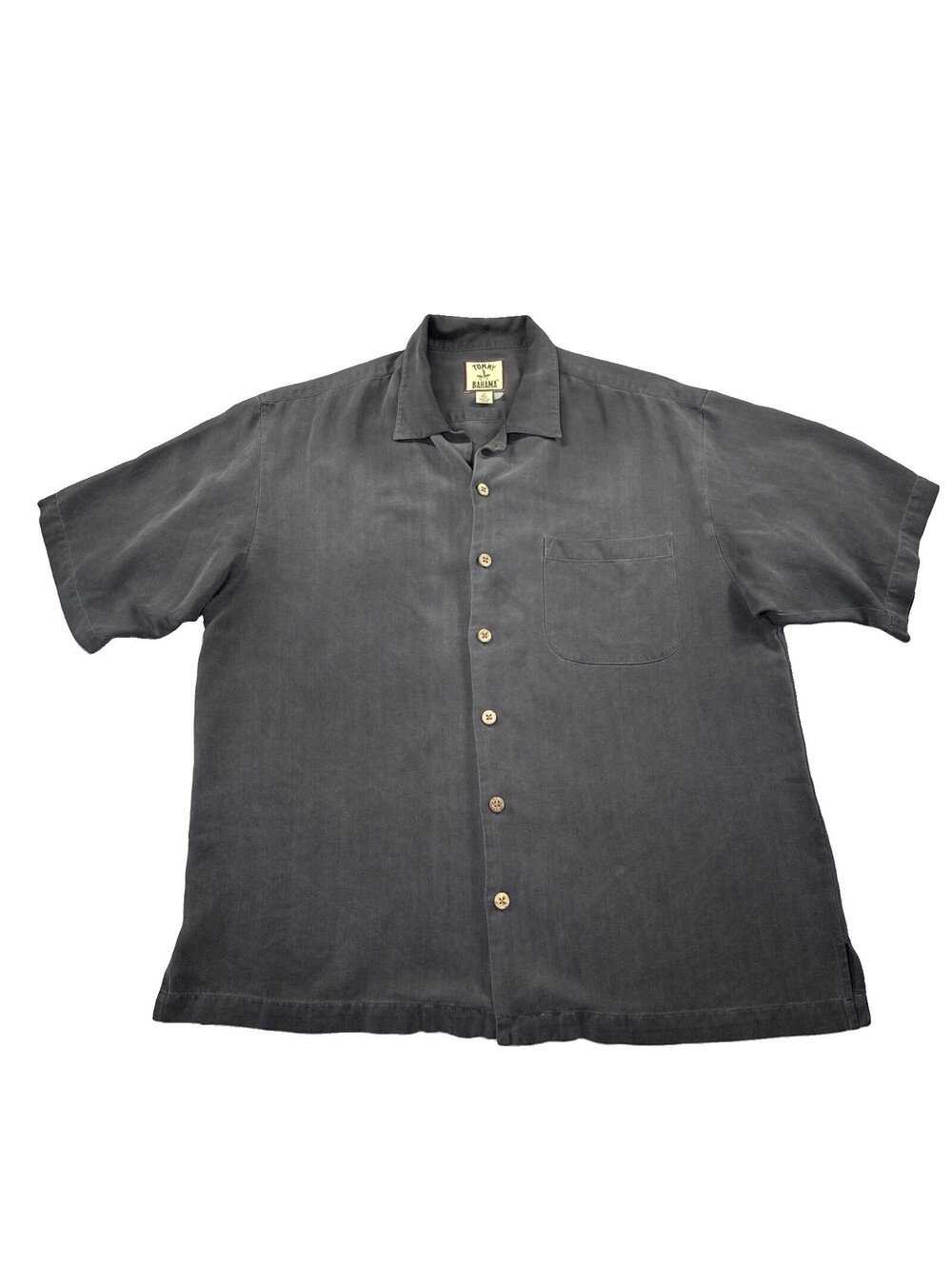 Tommy Bahama Men's Large Gray Button Down Shirt, 100% Silk Cafe Paradise